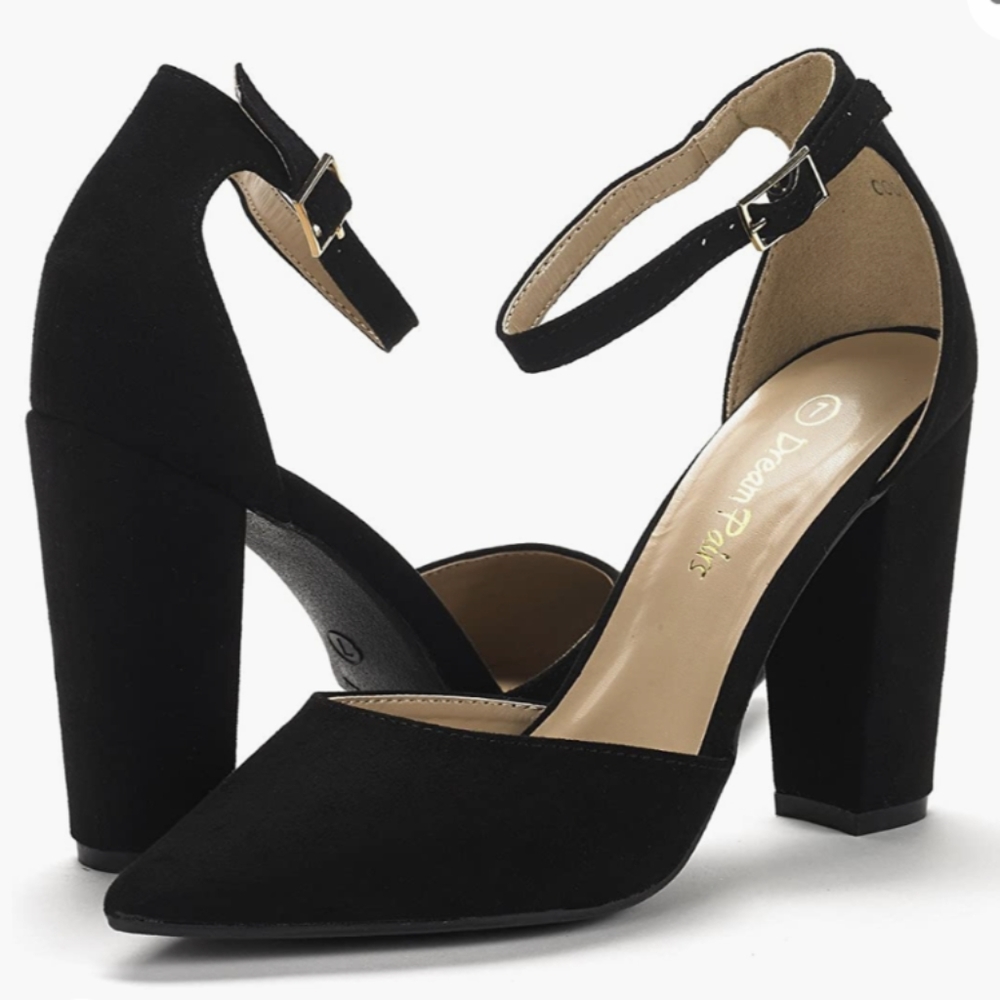 DREAM PAIRS Coco Pointed Toe High Heels Pumps in Black Suede Size 8.5 NWOT
